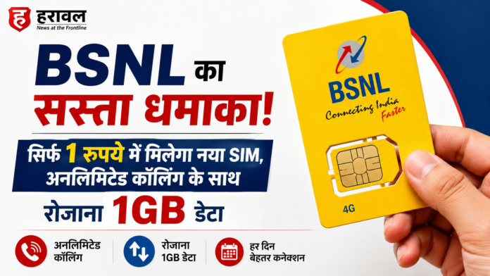 BSNL का सस्ता धमाका! सिर्फ 1 रुपये में मिलेगा नया SIM, अनलिमिटेड कॉलिंग के साथ रोजाना 1GB डेटा