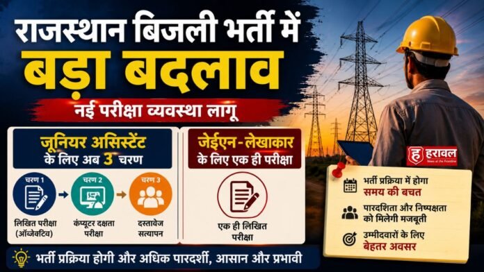 राजस्थान बिजली भर्ती में बड़ा बदलाव: जूनियर असिस्टेंट के लिए अब 3 चरण, जेईएन-लेखाकार के लिए एक ही परीक्षा