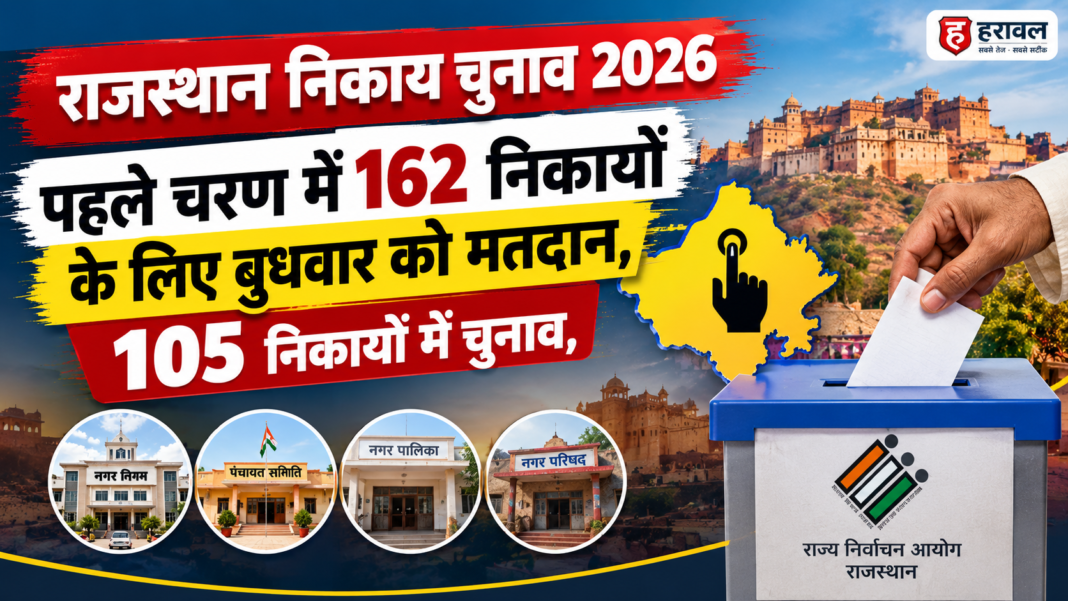 राजस्थान निकाय चुनाव 2026: पहले चरण में 162 निकायों के लिए बुधवार को मतदान, 105 दिग्गज नेताओं की प्रतिष्ठा दांव पर